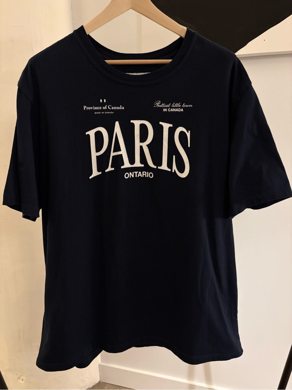 Province Of Canada "Paris Ontario" S/S Crew T-shirt Navy Blue 100% Cotton XXL